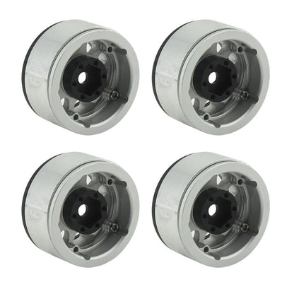 Powerhobby Aluminum 1.55" Beadlock Wheels Silver (4) 1/10 Rock Crawler