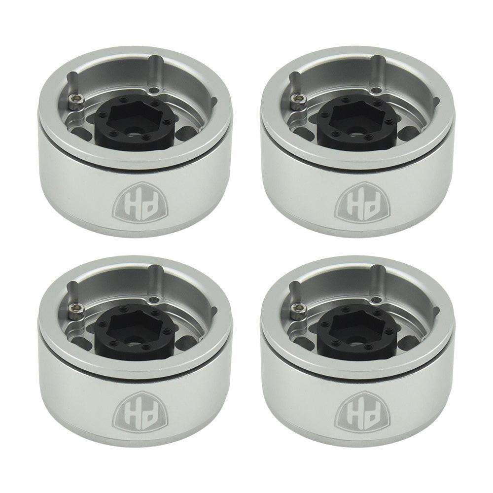 Powerhobby Aluminum 1.55" Beadlock Wheels Silver (4) 1/10 Rock Crawler