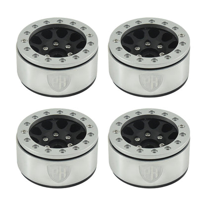 Powerhobby Aluminum 1.55" Beadlock Wheels Black (4) 1/10 Rock Crawler