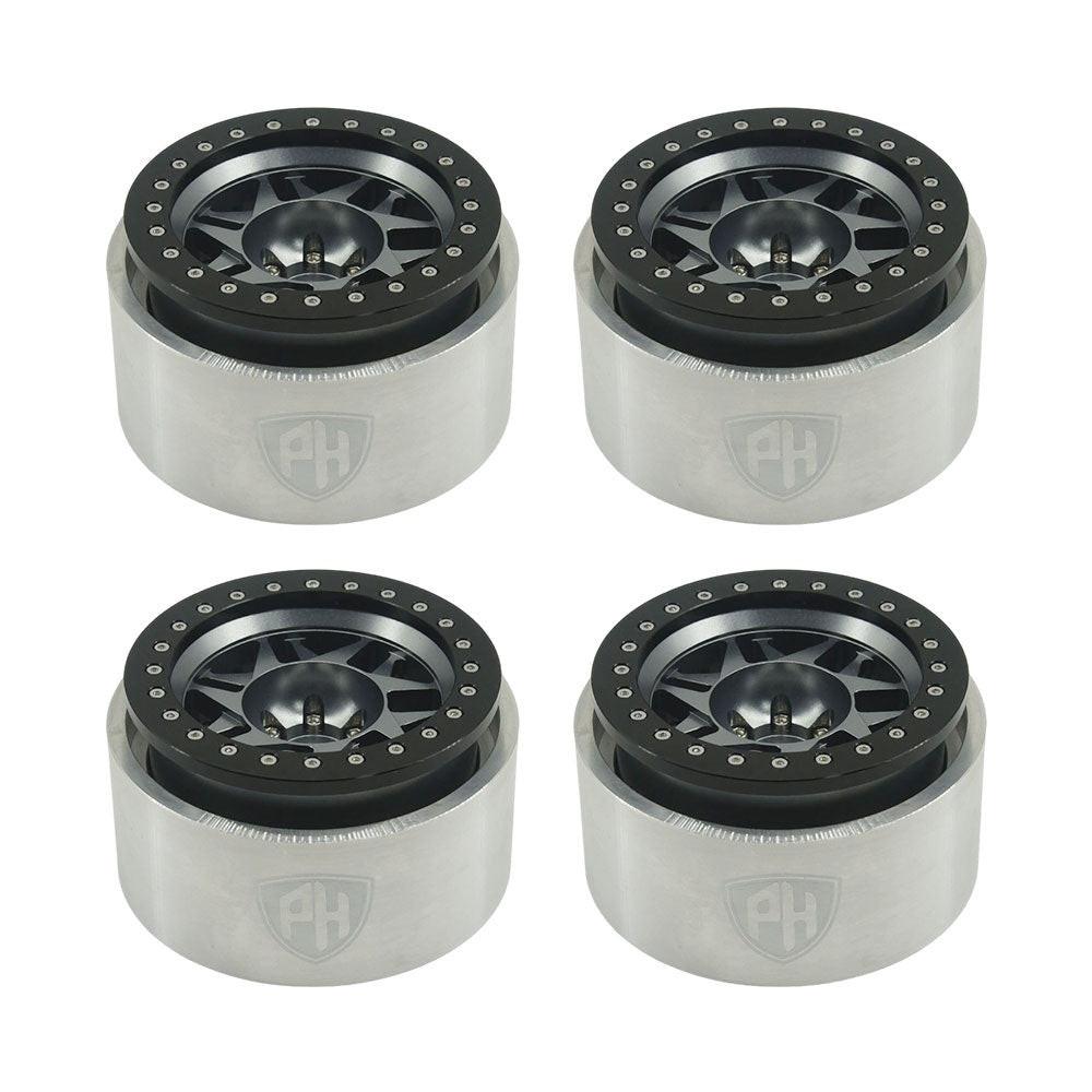 Powerhobby 1.9" 10MM Offset Aluminum Wheels Titanium (4) 1/10 Crawler