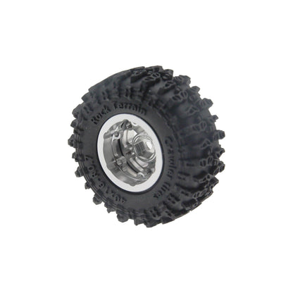 Powerhobby Axial SCX30 0.7" Aluminum Wheels / Tires (4) Silver Type A