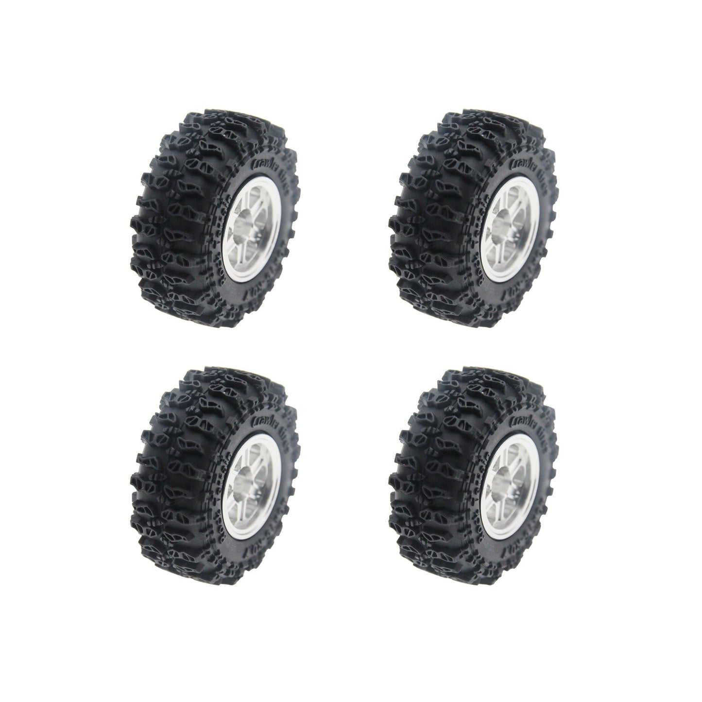 Powerhobby Axial SCX30 0.7" Aluminum Wheels / Tires (4) Silver Type A