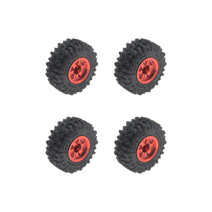 Powerhobby Axial SCX30 0.7" Aluminum Wheels / Tires (4) Red Type A