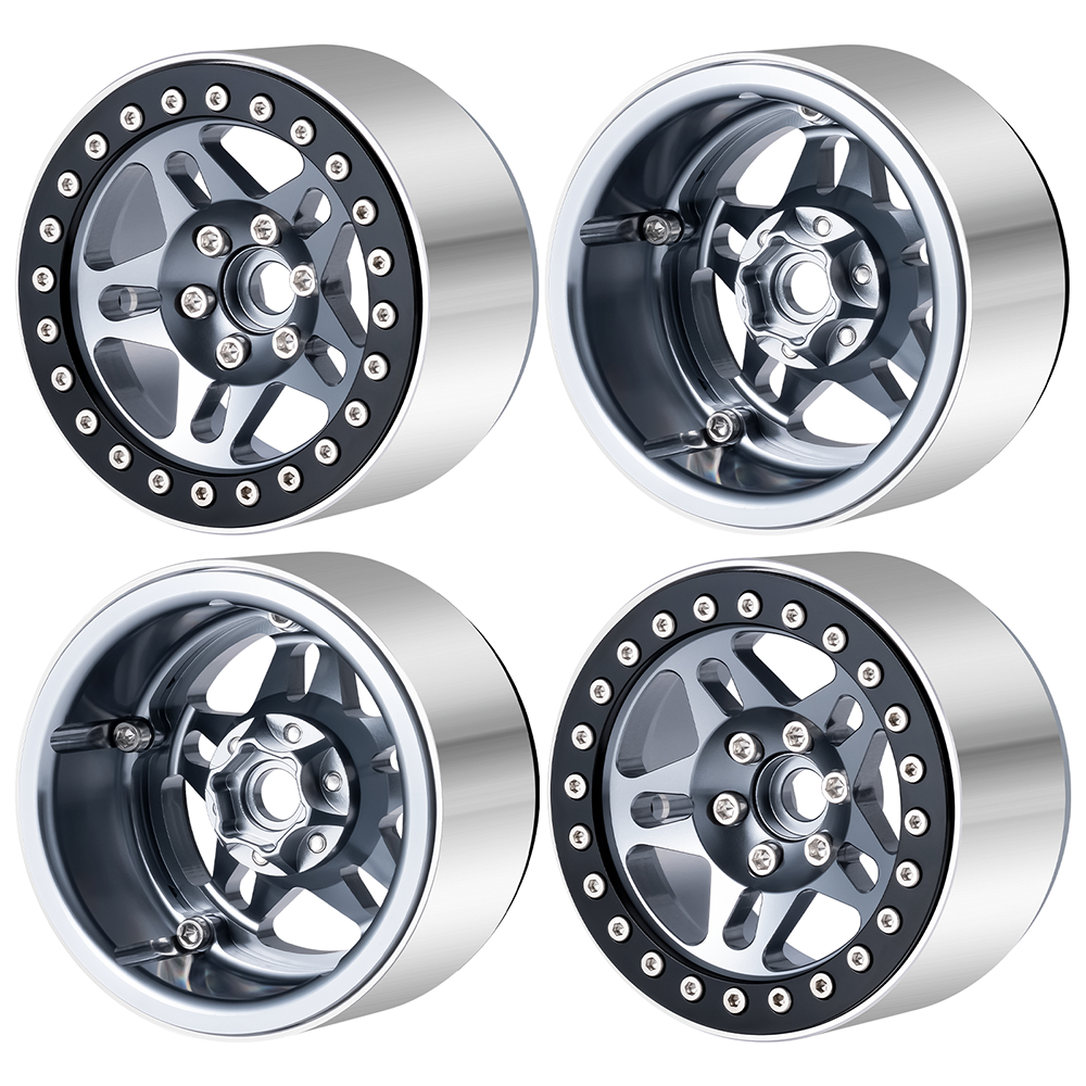 Powerhobby 2.2" Aluminum Wheels Grey (4) 1/10 Rock Crawler
