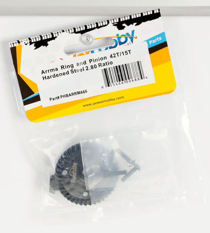 Powerhobby Arrma Ring / Pinion 42T / 15T Hardened Steel 2.80 Ratio Arrma 6s
