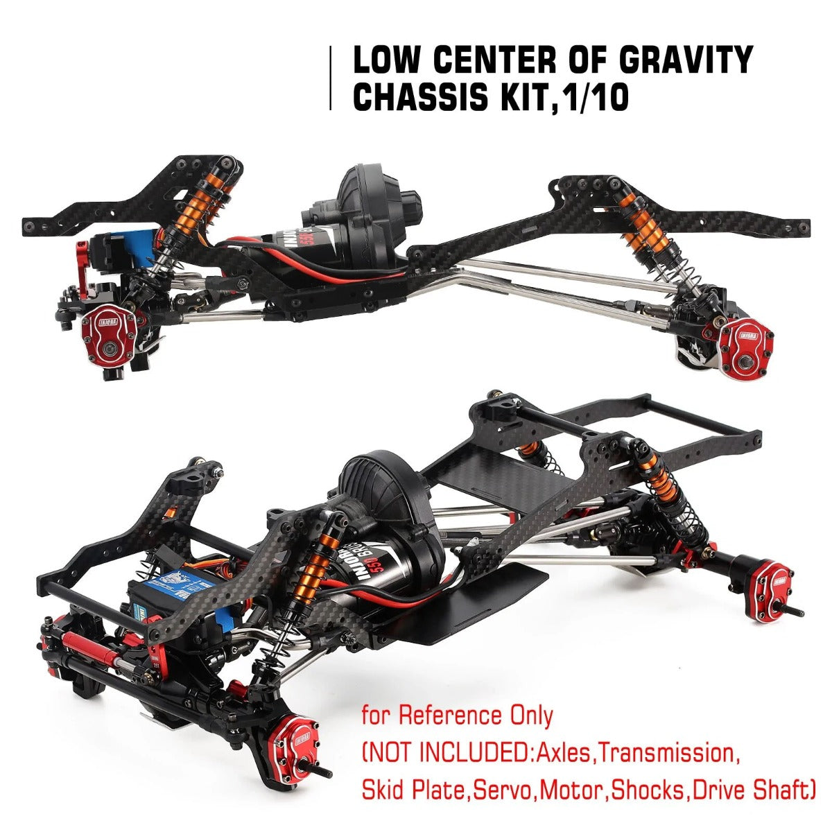 Powerhobby LCG Carbon Fiber Chassis Kit Frame for 1/10 Axial SCX10 & SCX10 II