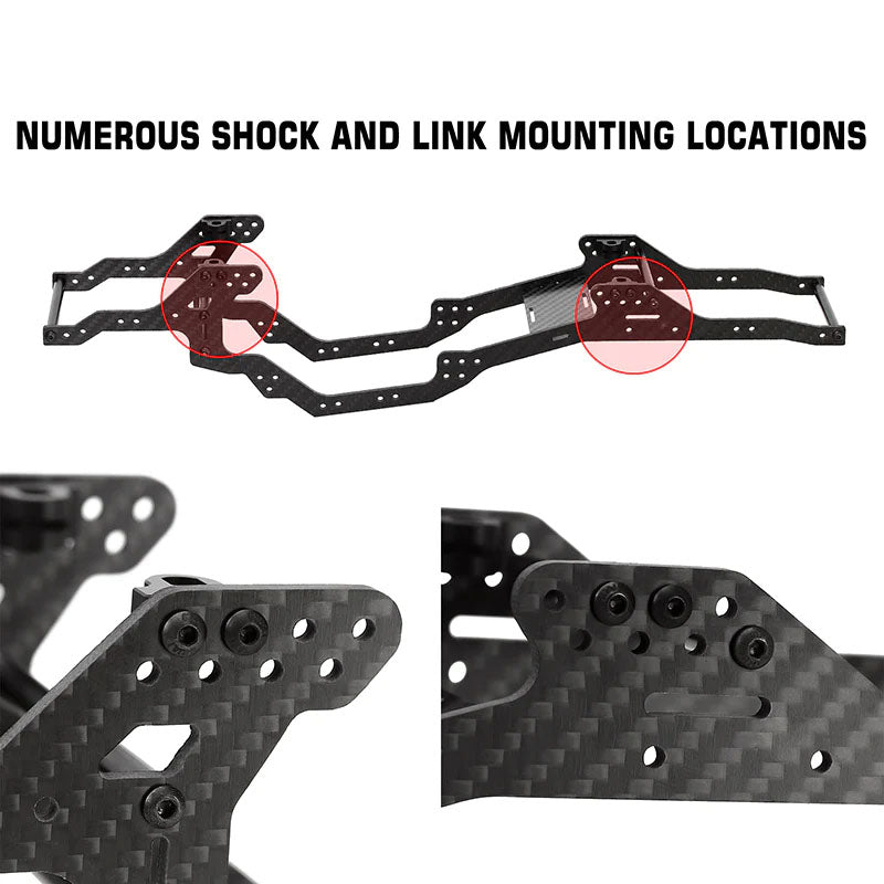 Powerhobby LCG Carbon Fiber Chassis Kit Frame for 1/10 Axial SCX10 & SCX10 II