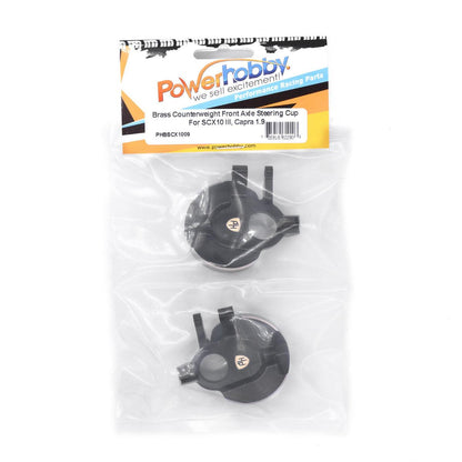 Powerhobby Brass Front Portal Steering Knuckles Black Axial Capra / SCX10 III