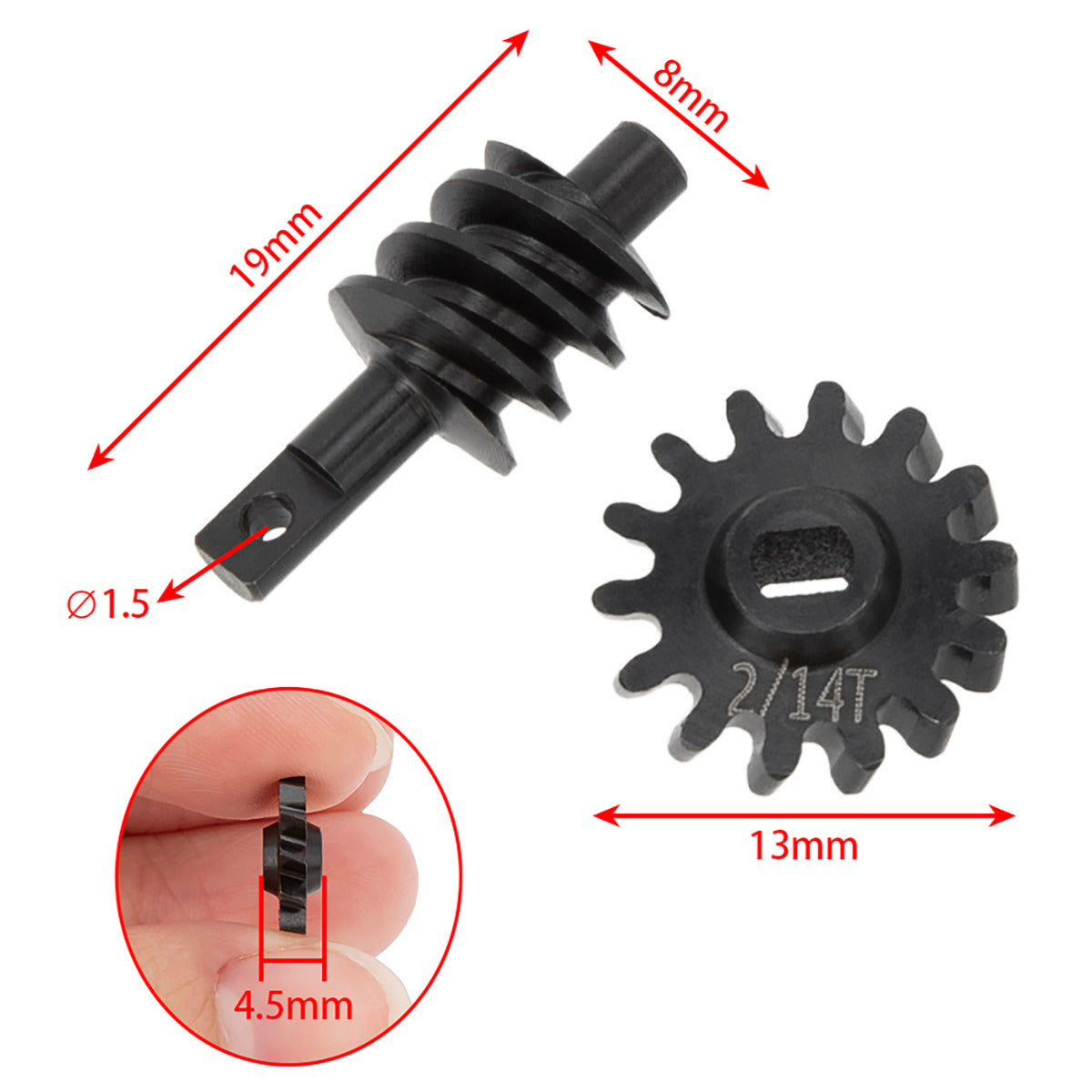 Powerhobby Axial SCX24 Steel Overdrive Gears Diff Worm Set 2T/14T Overdrive 23%