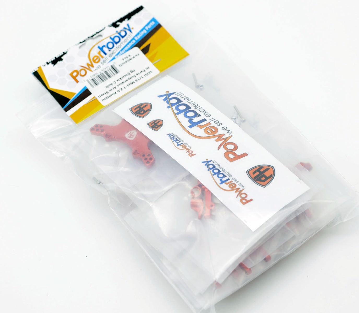 PowerHobby LOSI Mini-T 2.0 Aluminum Upgrade Kit Knuckles Arms Steering C-hub Red