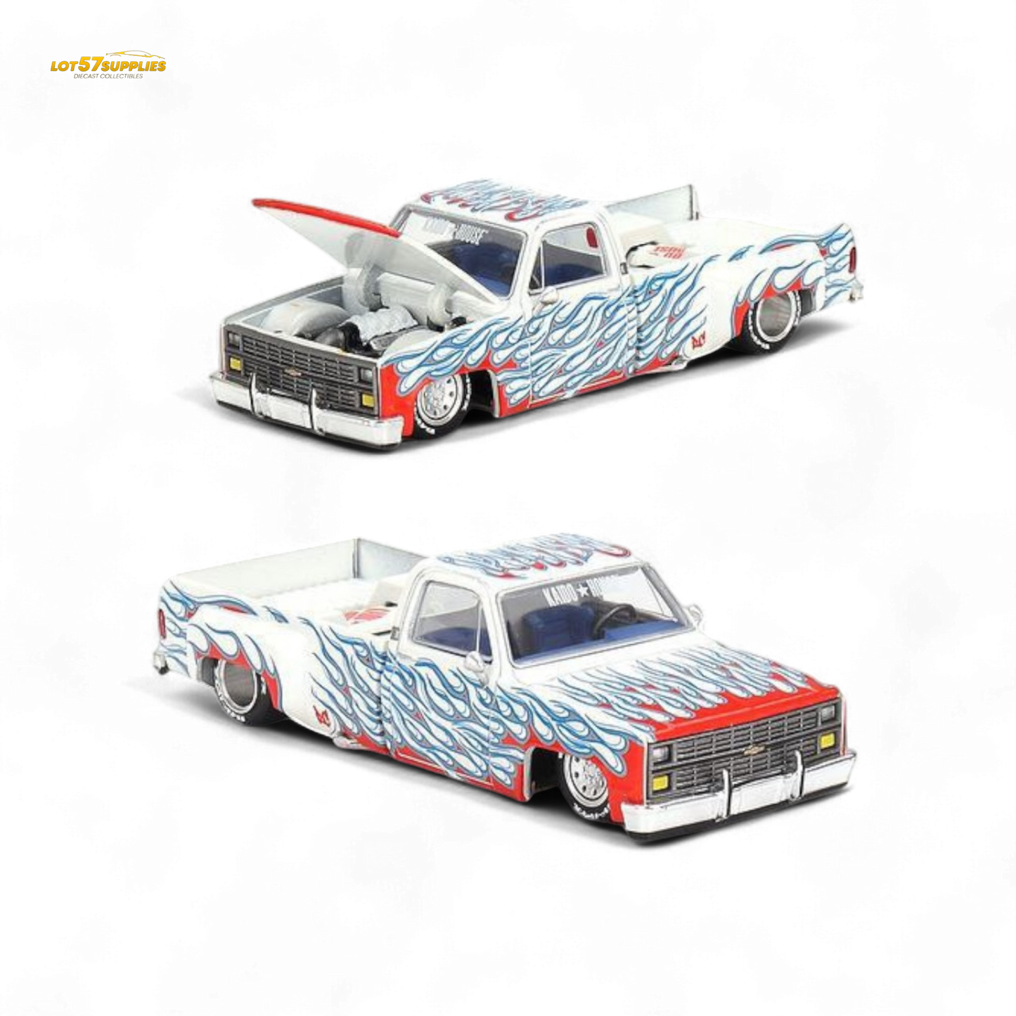 Mini GT x Kaido House Chevrolet Silverado DUALLY on Fire V2 1:64 KHMG157