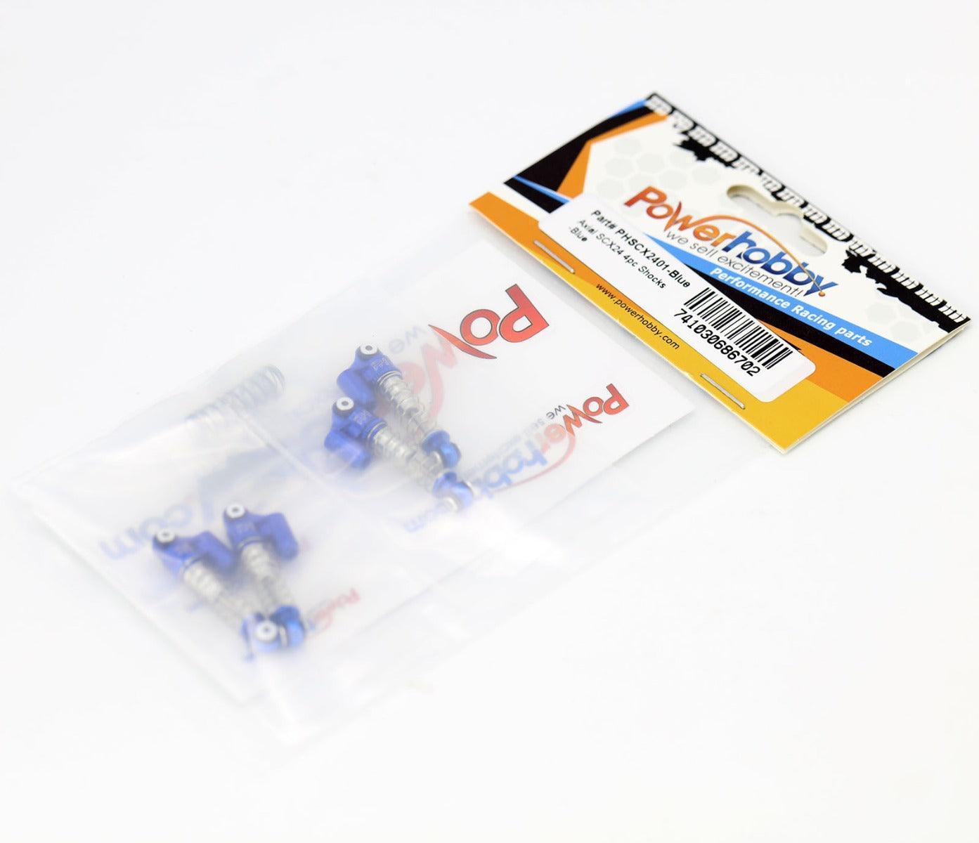 Powerhobby Axial SCX24 Aluminum Threaded Mini/Micro Shocks Front Rear BLUE