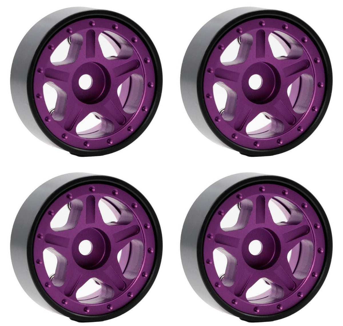 Powerhobby Z2 1.0" Aluminum Beadlock Crawler Wheels Purple 1/24 Axial SCX24 C10
