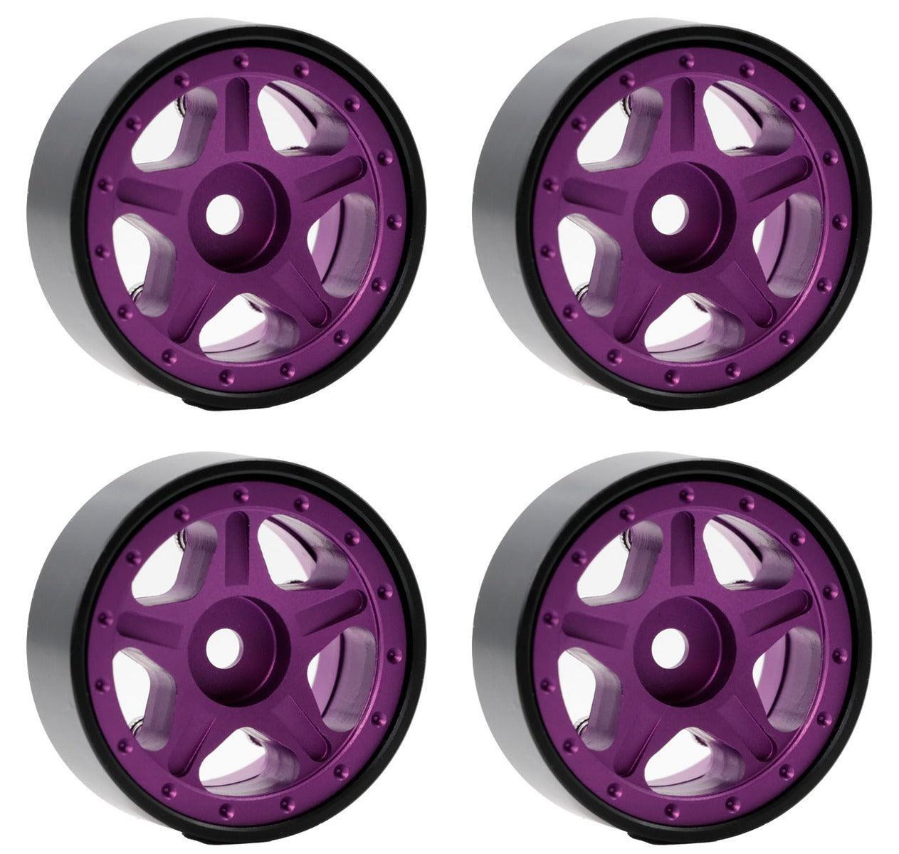 Powerhobby Z2 1.0" Aluminum Beadlock Crawler Wheels Purple 1/24 Axial SCX24 C10