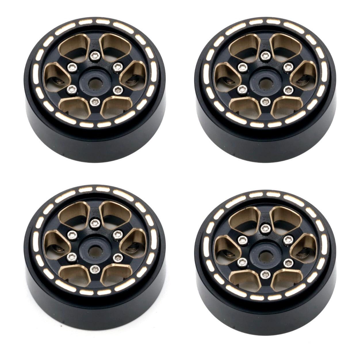 Powerhobby 1.0" Black Brass Beadlock Crawler Wheels 1/24 Axial SCX24