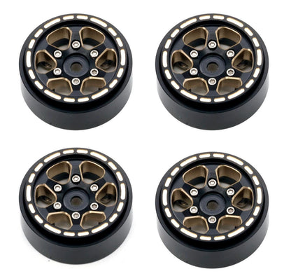 Powerhobby 1.0" Black Brass Beadlock Crawler Wheels 1/24 Axial SCX24