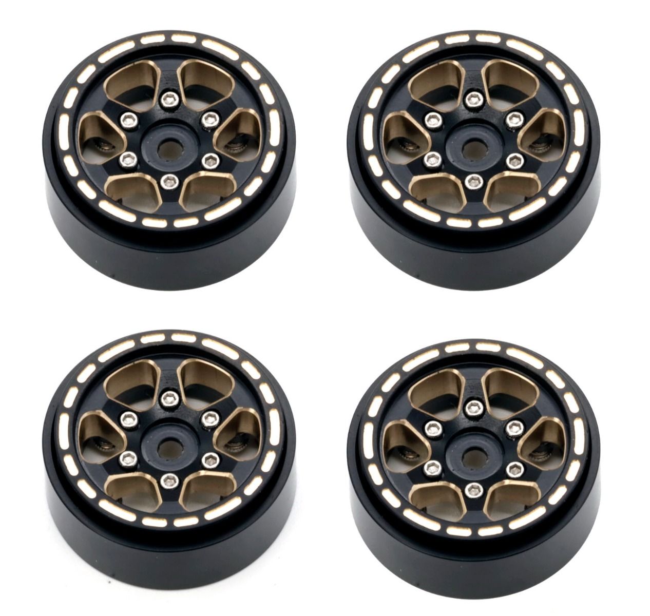 Powerhobby 1.0" Black Brass Beadlock Crawler Wheels 1/24 FOR Traxxas TRX-4M TRX4M