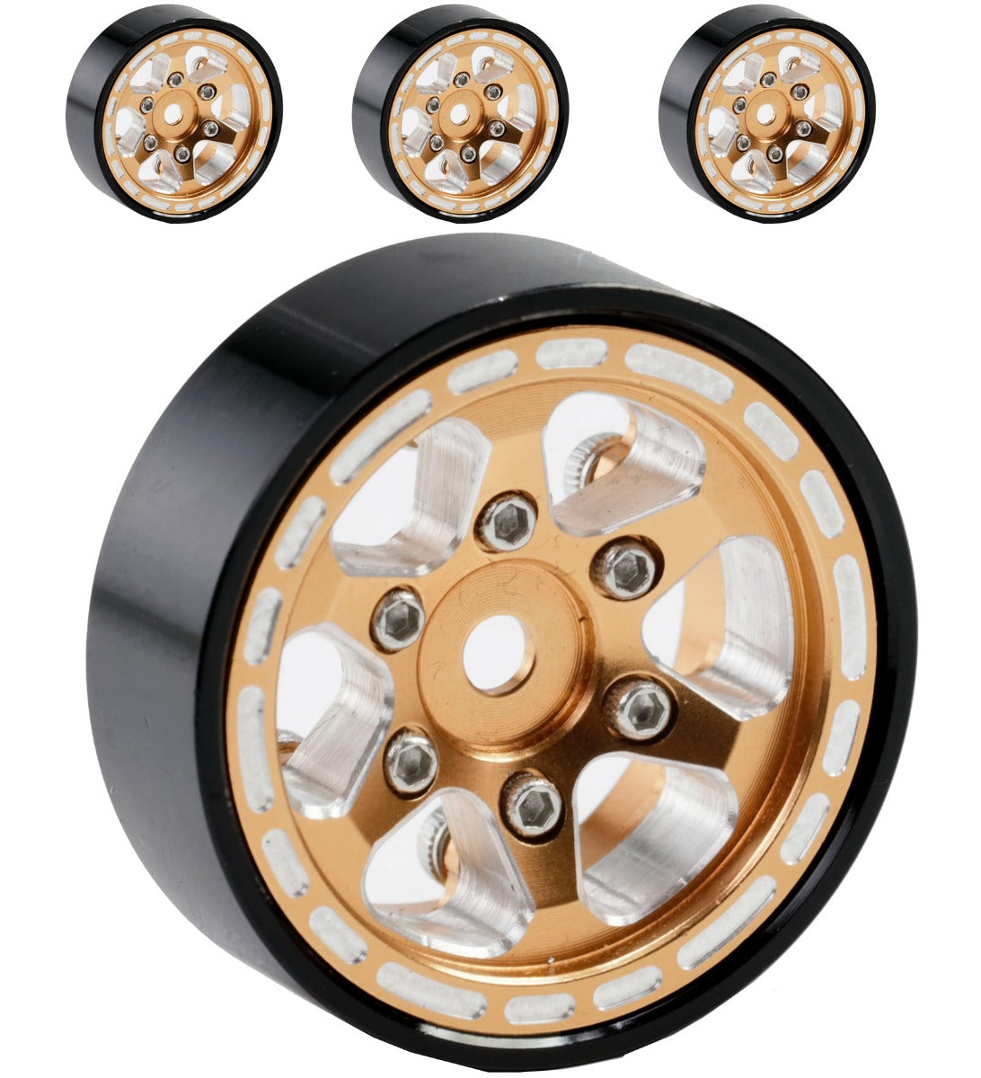 Powerhobby Axial SCX24 Jeep Bronco Aluminum Beadlock Crawler Wheels 1/24 Copper