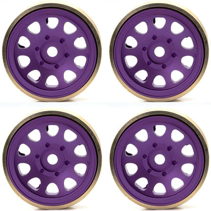 Powerhobby Z5 1.0" Aluminum Brass Ring Beadlock Crawler Wheels SCX24 Purple 1/24