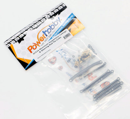 Powerhobby Aluminum Suspension Links Steering Rod Tie Set SCX24 C10 Jeep Gray