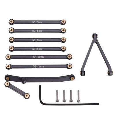 Powerhobby Aluminum Suspension Links Steering Rod Tie Set SCX24 C10 Jeep Gray