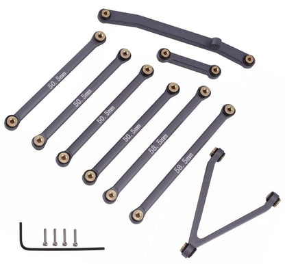 Powerhobby Aluminum Suspension Links Steering Rod Tie Set SCX24 C10 Jeep Gray