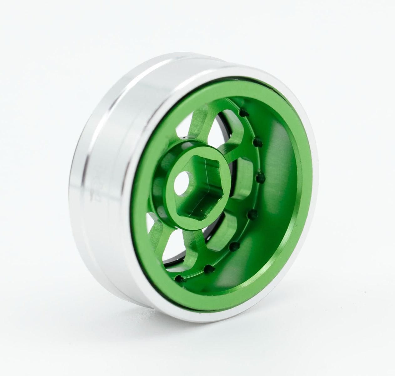 Powerhobby B59 Aluminum Beadlock 1.0” Rock Crawler Wheels Axial SCX24 - Green