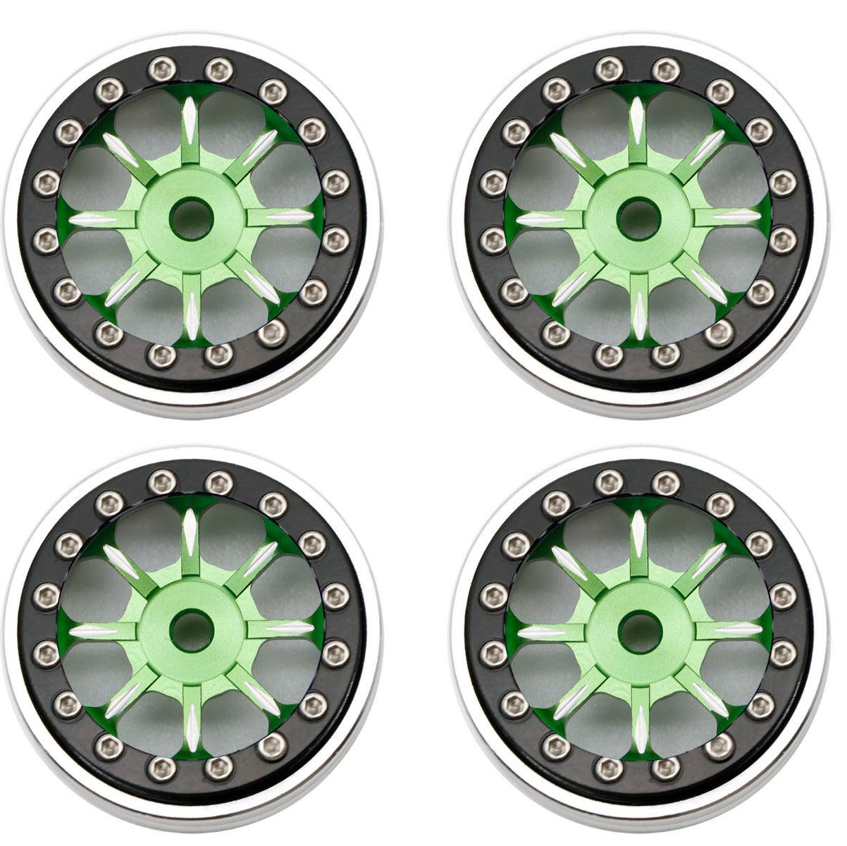 Powerhobby B59 Aluminum Beadlock 1.0” Rock Crawler Wheels Axial SCX24 - Green