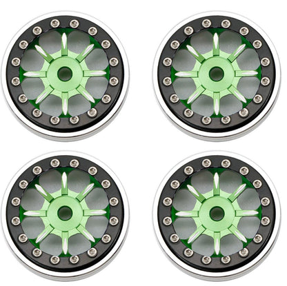 Powerhobby B59 Aluminum Beadlock 1.0” Rock Crawler Wheels Axial SCX24 - Green
