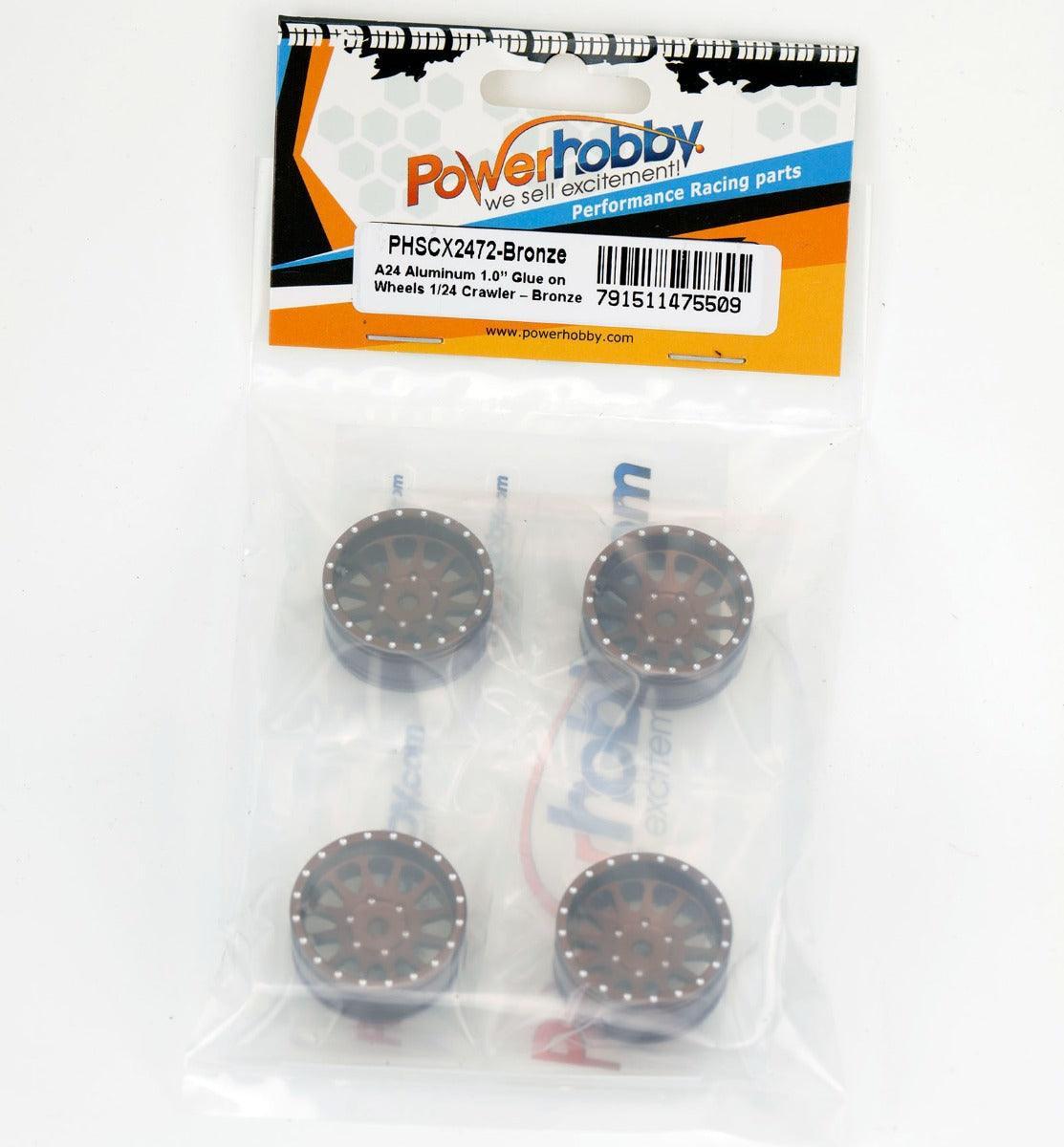 Powerhobby A24 Aluminum 1.0” Rock Crawler Wheels Axial SCX24 - Bronze