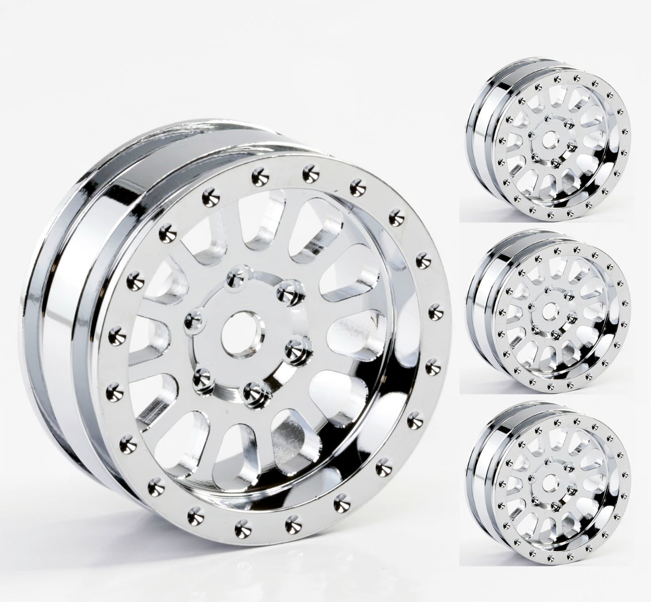Powerhobby A24 Aluminum 1.0” Rock Crawler Wheels Axial SCX24 Chrome