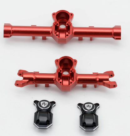 Powerhobby Axial SCX24 Jeep Deadbolt C10 Aluminum Front Rear Axle Housing Red