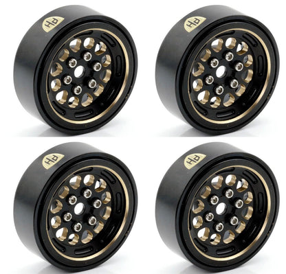 Powerhobby Axial SCX24 1.0" Black Brass Beadlock Crawler Wheels 1/24
