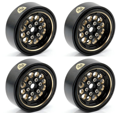 Powerhobby Axial SCX24 1.0" Black Brass Beadlock Crawler Wheels 1/24