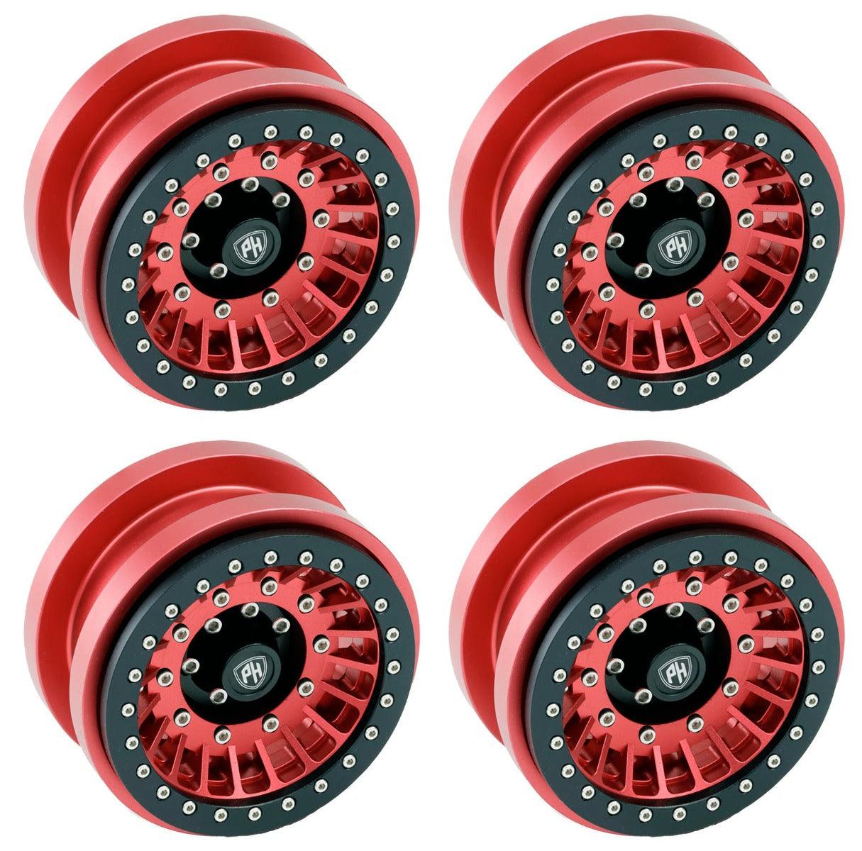 Powerhobby Z1 Axial SCX6 2.9” CNC Aluminum Beadlock Wheels Red 4pcs