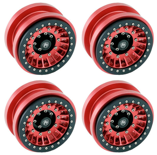 Powerhobby Z1 Axial SCX6 2.9” CNC Aluminum Beadlock Wheels Red 4pcs