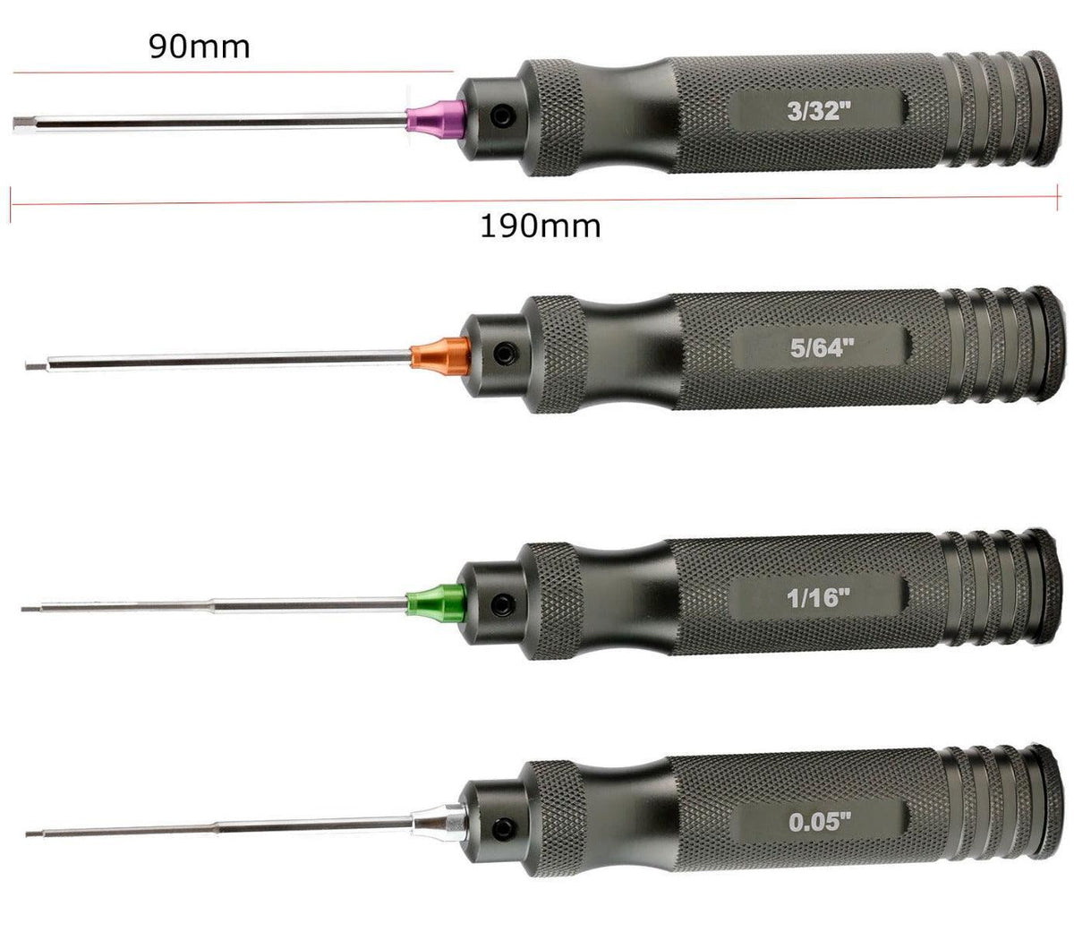 Powerhobby Pro Series Magnetized Hex Tool Set Standard 0.05'' 1/16'' 5/64'' 3/32''