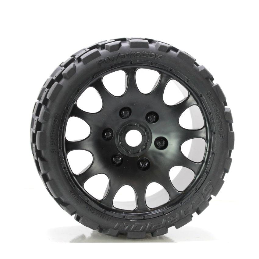 Powerhobby Scorpion Belted Monster Truck Tires / Wheels w 17mm Hex (2) Race