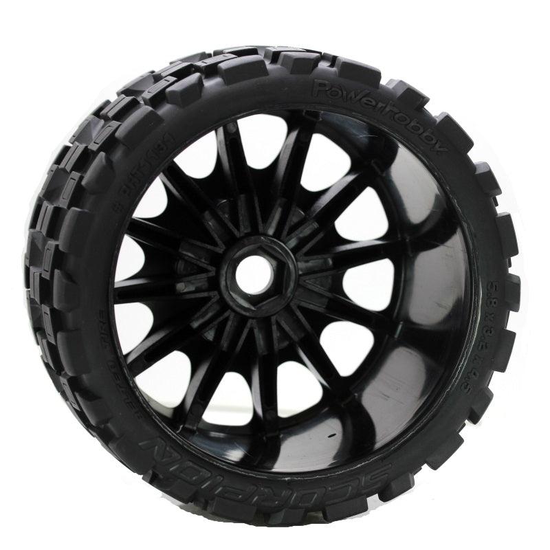 Powerhobby Scorpion Belted Monster Truck Tires / Wheels w 17mm Hex (2) Race