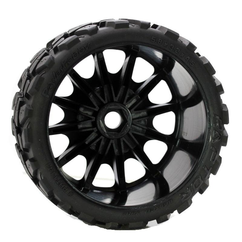 Powerhobby Raptor Belted Monster Truck Tires / Wheels w 17mm Hex (2) Race