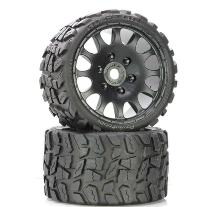 Powerhobby Raptor Belted Monster Truck Tires / Wheels w 17mm Hex (2) Race
