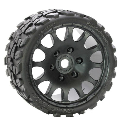Powerhobby Raptor Belted Monster Truck Tires / Wheels w 17mm Hex (2) Race