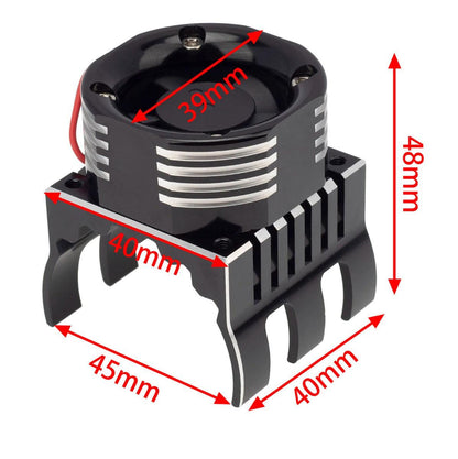 PowerHobby 1/8 Aluminum High Speed LED Lights Cooling Fan Heatsink Mount Black