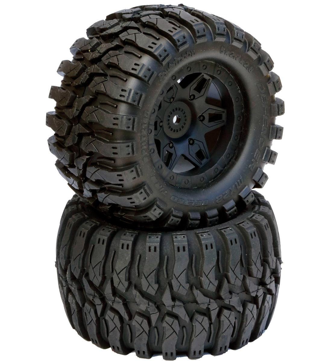 Powerhobby Defender 2.8 Belted All Terrain Tires 12mm 0 Offset Rear FOR Traxxas 2WD