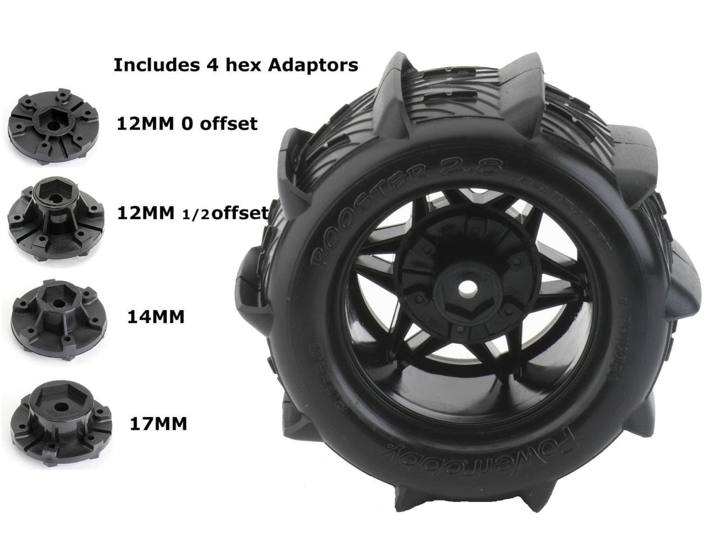 Powerhobby 1/10 Rooster 2.8 Belted Paddle Sand Snow Tires 12mm 14mm 17mm