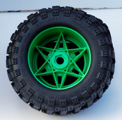Powerhobby 1/8 Defender 3.8” Belted All Terrain Tires 17MM Mounted Green