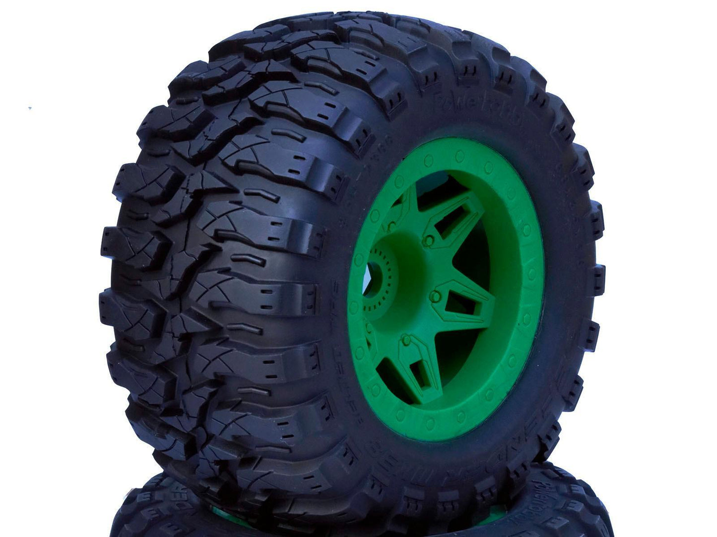 Powerhobby 1/8 Defender 3.8” Belted All Terrain Tires 17MM Mounted Green