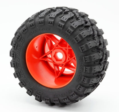 Powerhobby 1/8 Defender 3.8” Belted All Terrain Tires 17MM Mounted Orange