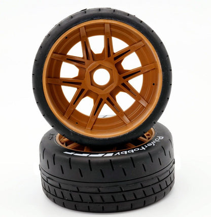 Powerhobby 1/8 GT Beast Belted Mounted Tires 17mm Medium Brown Wheels