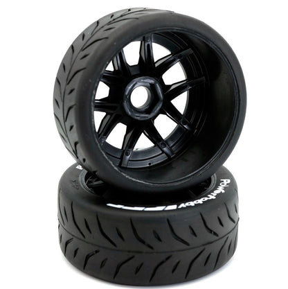 Powerhobby 1/8 GT Phantom Belted Mounted Tires 17mm Medium Black Wheels